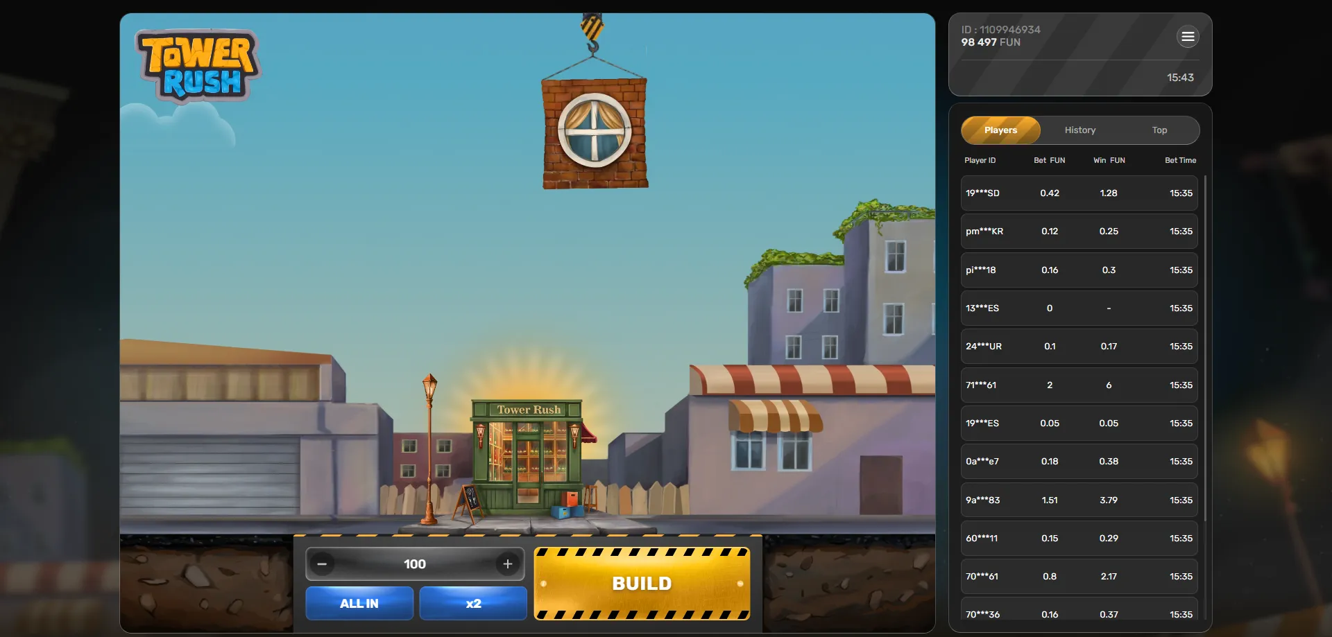 Access Tower Rush demo mode — free play without registration