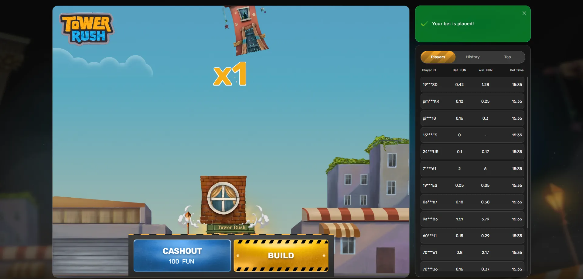 How to start playing Tower Rush — register and place first bet